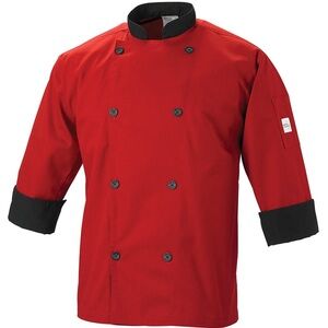 Mercer Culinary NWT Millennia Red & Black Cook Jacket Unisex Size Small Kitchen